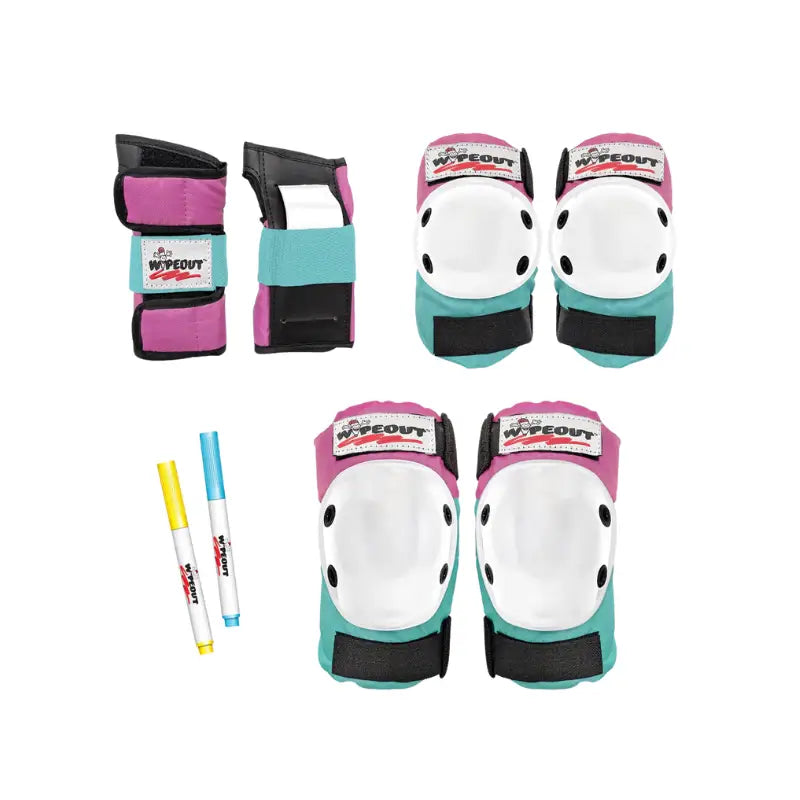 Protecciones Wipeout Infantiles - Verde azulado/Rosa / 5 + - Protecciones