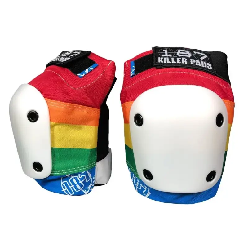 187 Killer Pads - Knee Pro - L / Arcoiris - Protecciones para patinaje sobre ruedas y en línea