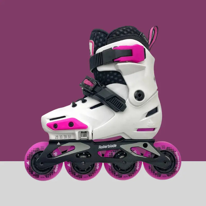 APEX y G de ROLLERBLADE Patines Ajustables Infantiles - 17-20 / Blanco/Rosa en línea