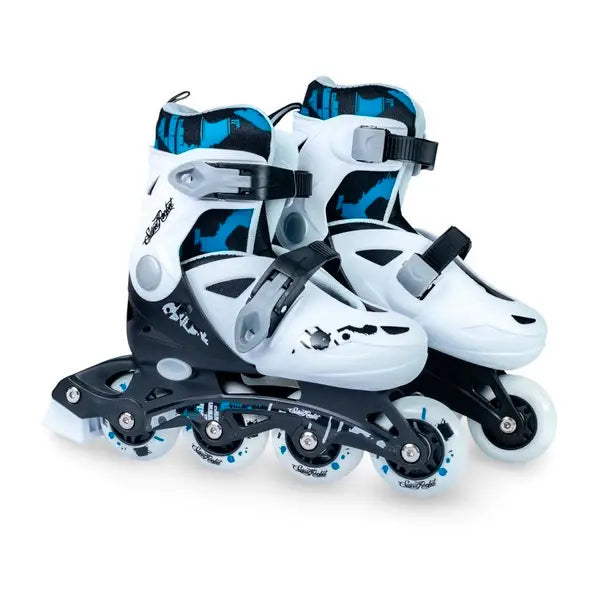 Set de Patines Ajustables Sweet Rocket Modelo: jR Infantiles - 17-20 / Blanco Negro