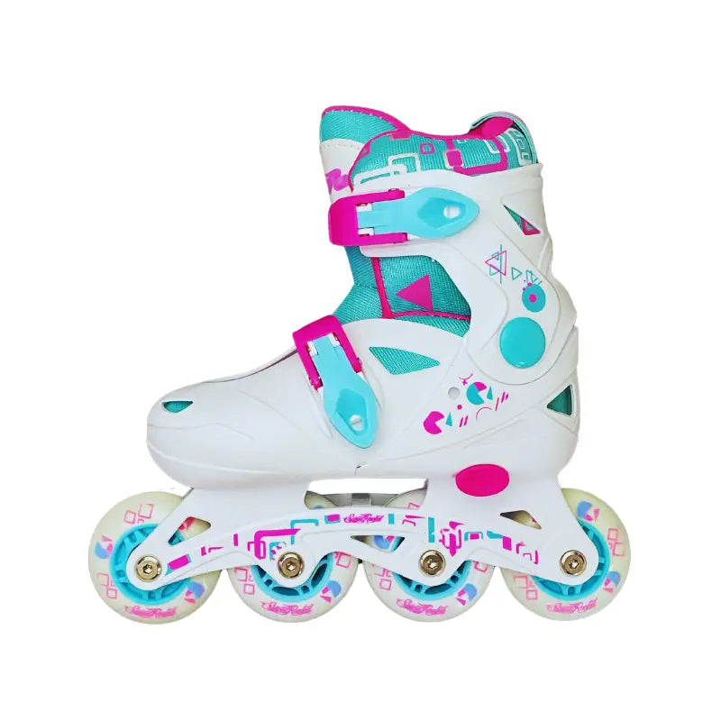 Set de Patines Ajustables Sweet Rocket Modelo: jR Infantiles - 17-20 / Blanco Rosa